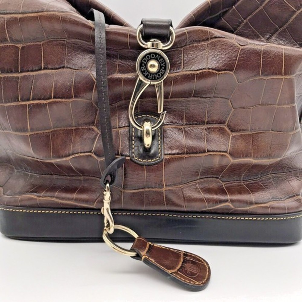 Dooney & Bourke Brown Croc-Embossed Shoulder Bag - Picture 4 of 11
